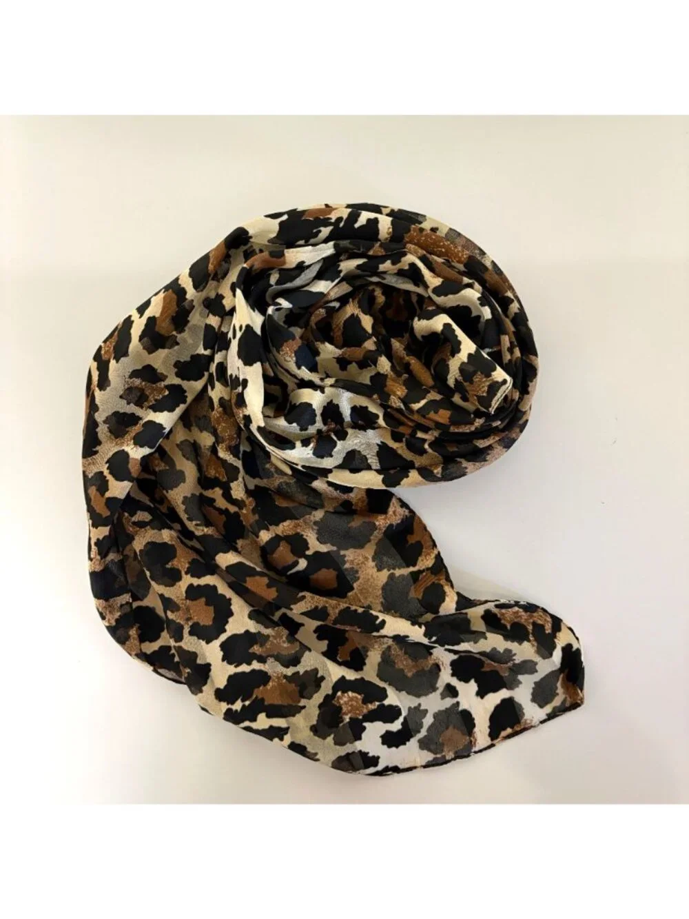 Leopard Print Scarf Lightweight Fashion Accessory Brown Black Animal Print